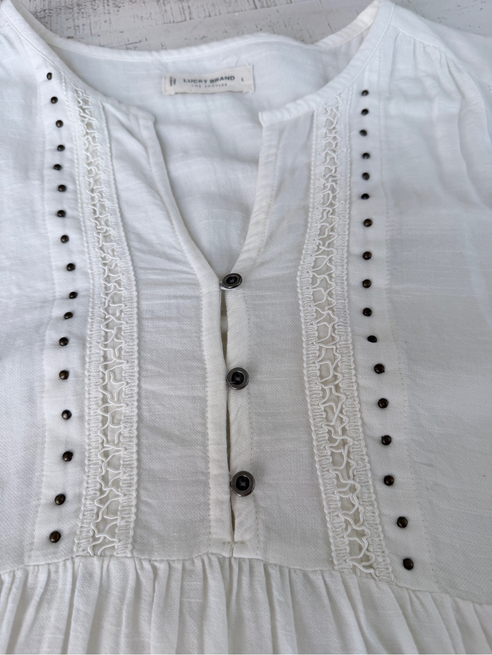 Lucky Brand Cream Boho top - Picture 7 of 8